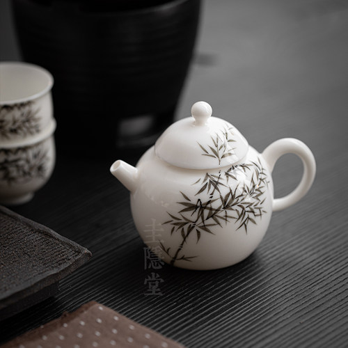 圭隐堂纯手绘竹子陶瓷茶壶