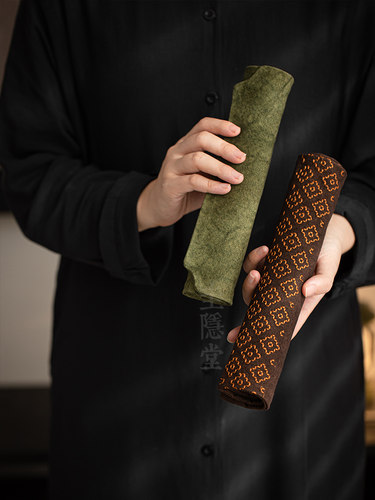 贵音堂棉麻茶席Wabi-Sabi禅扎染帆布简桌旗加厚茶桌布茶桌保温布