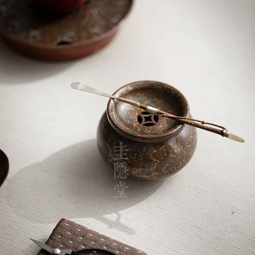 圭隐堂手工纯铜建水洗水家用复古小号迷你茶洗茶渣缸茶盂茶道零配