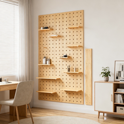 北欧木质玄关客厅墙上收纳置物架