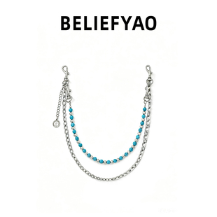 BELIEFYAO原创松石串珠朋克风裤 挂饰腰链 链配饰小众复古diy牛仔裤