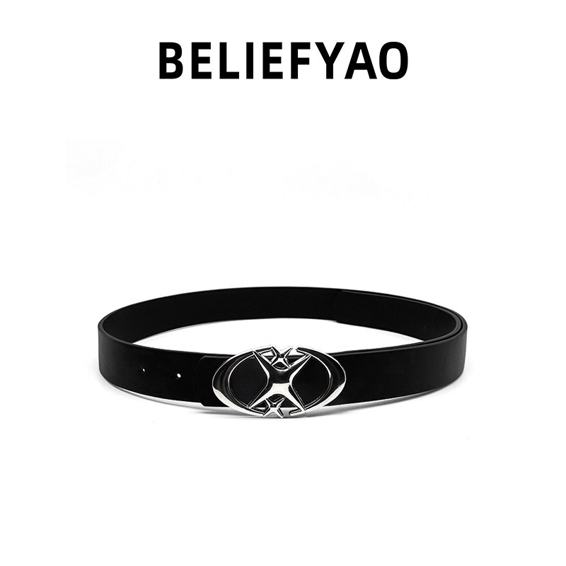 BELIEFYAO原创残月皮带男年轻人小众设计感潮流配裙子配饰腰带女