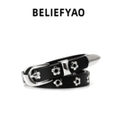 BELIEFYAO原创花朵细款 皮带设计感小众百搭铆钉朋克风y2k潮流腰带