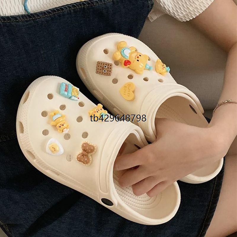 卡通黄油小熊洞洞鞋女款