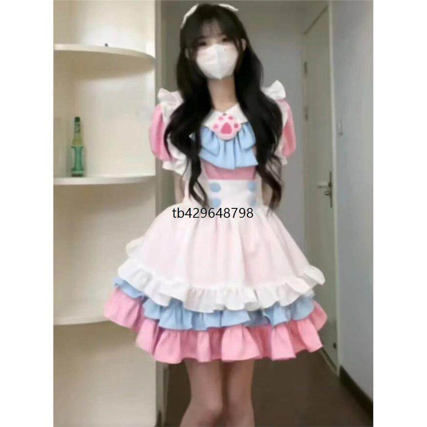 猫咪女仆装cos粉色甜美洛丽塔cosplay女佣制服二次元lolita连衣裙
