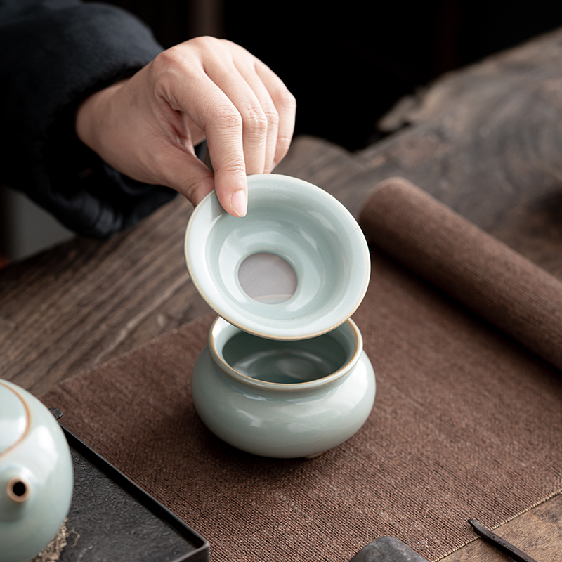 仿古釉茶漏超细茶叶过滤器公道杯
