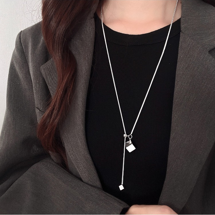 从爱之名银色方糖项链女