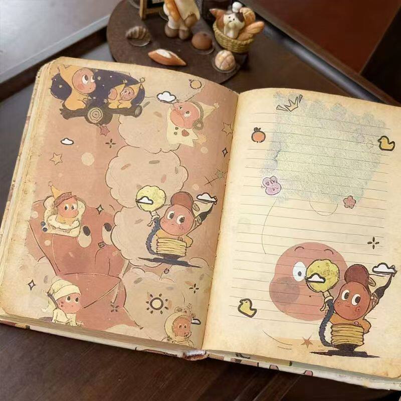 星星人皮质笔记本彩色内页加厚