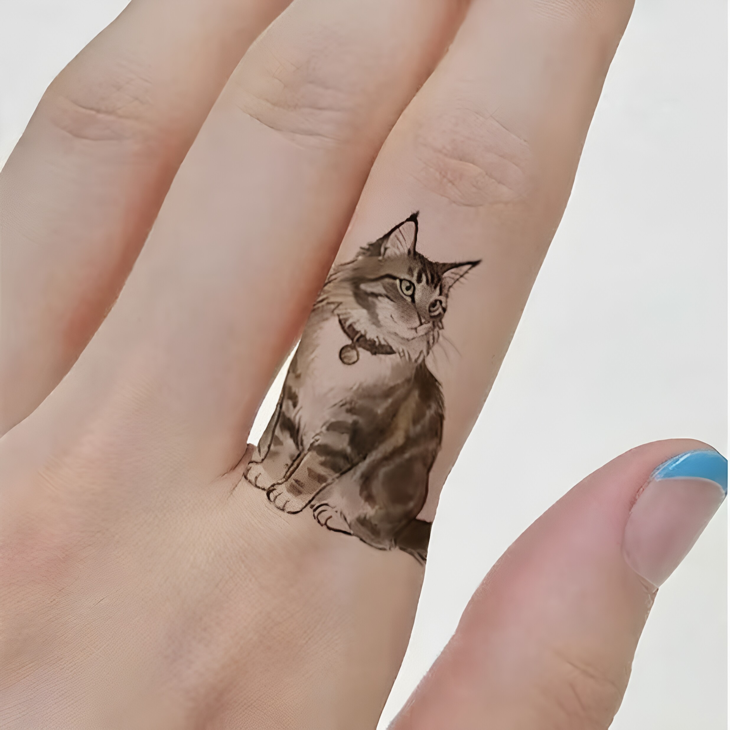 小猫手指纹身贴喵喵指环女防水持久彩色ins风甜酷可爱卡通贴纸