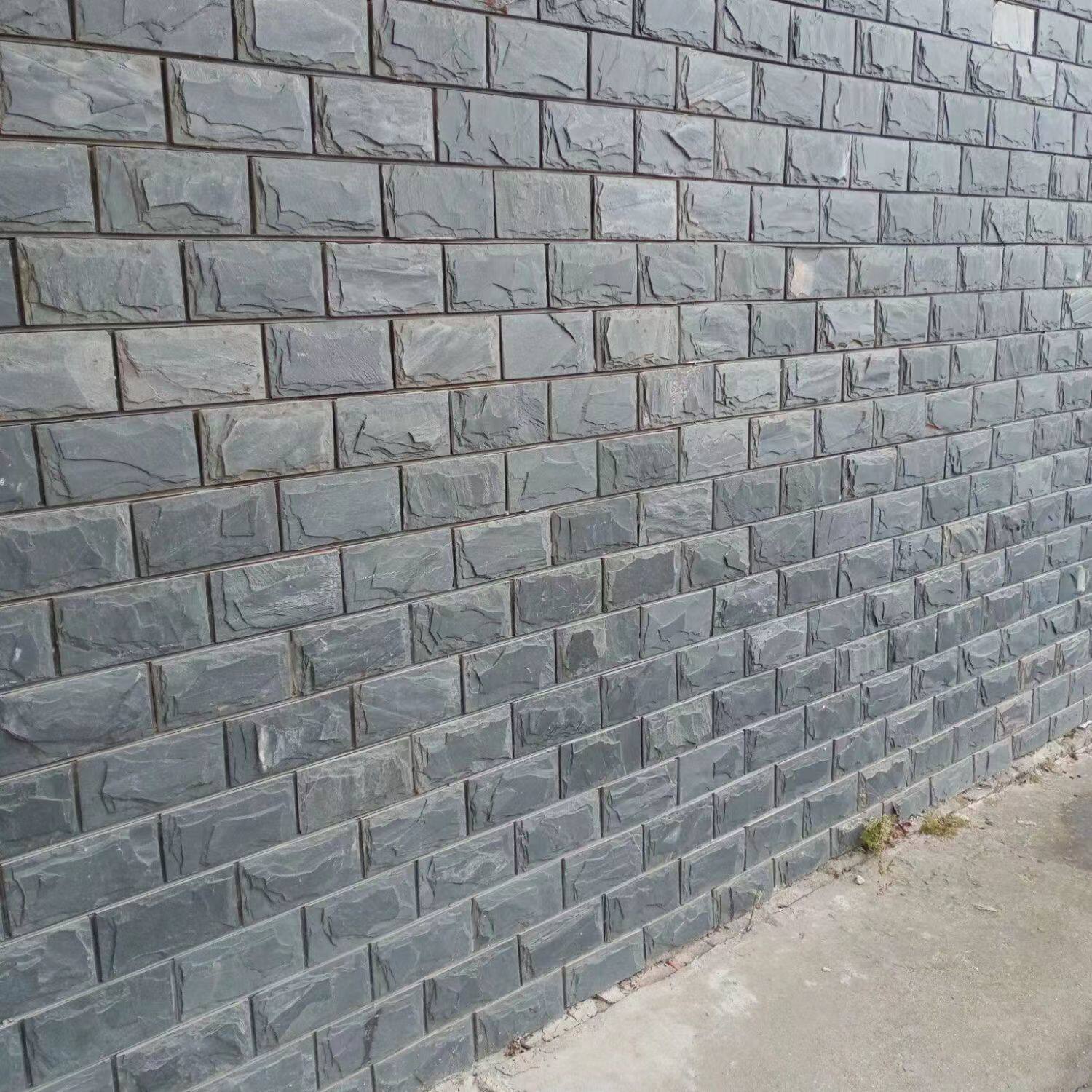 天然青石板蘑菇石仿古石材墙砖别墅庭院围墙院子青砖文化石外墙砖