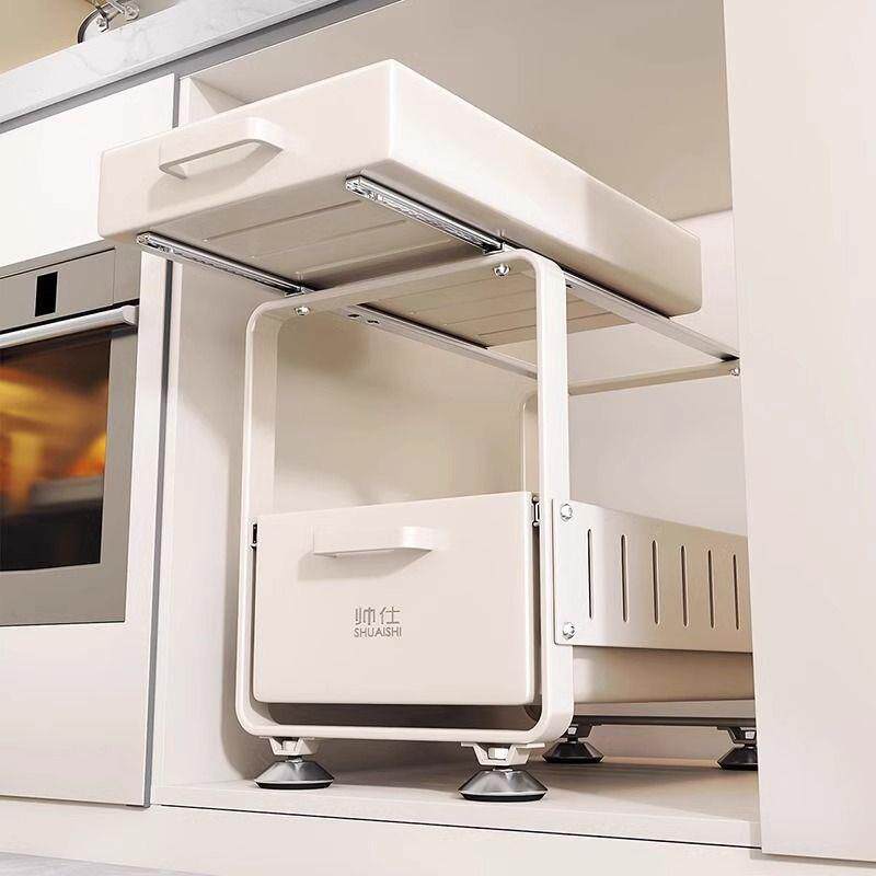 【600人在12小时内发货】新款橱柜抽拉式置物架加宽下水槽拉篮柜