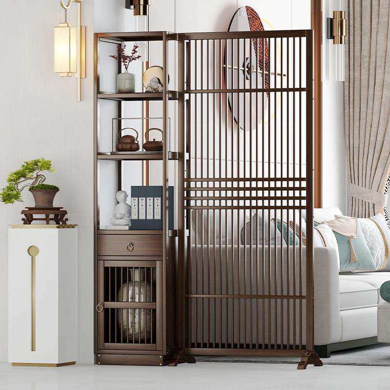 cs新中式入户玄关屏风隔断柜客厅装饰墙办公室进门口遮挡博古置物