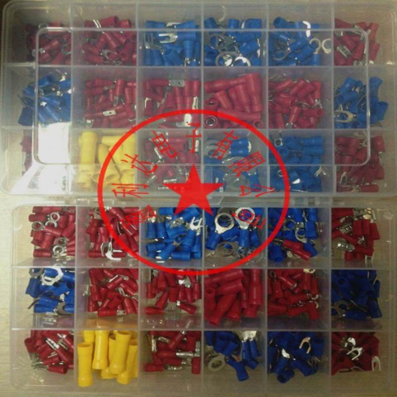 U型 O型 接头接线叉型圆形公母对插 预绝缘冷压端子组合盒装900只