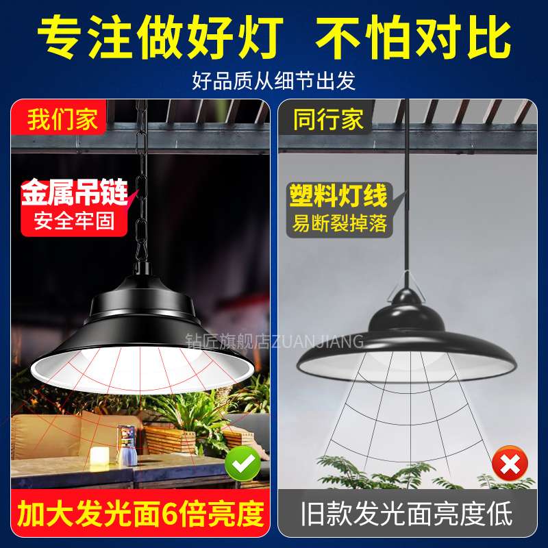 太阳能吊灯户外防水庭院灯家用花园别墅超亮室内照明室外led