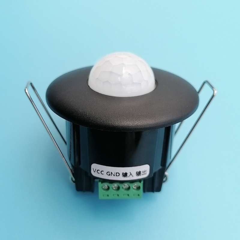 酒店弱电红外线感应开关12V 24V迷你黑色干接点嵌入式人体感应器