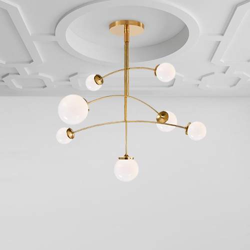 美式全铜轻奢玻璃吊灯现代简约室内卧室客厅田园乡村个性圆球吊灯