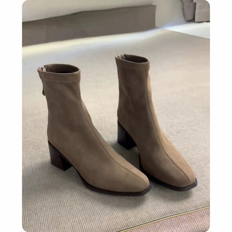 新款短靴女西部靴法式瘦瘦靴