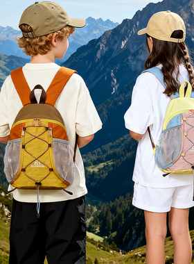 儿童登山包女孩姜黄色轻盈可折叠便捷男童书包徒步户外旅游双肩包