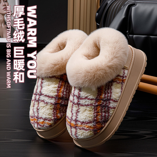 流氓兔保暖棉鞋女2025新款冬季加绒加厚室内家居外穿防滑包跟棉拖