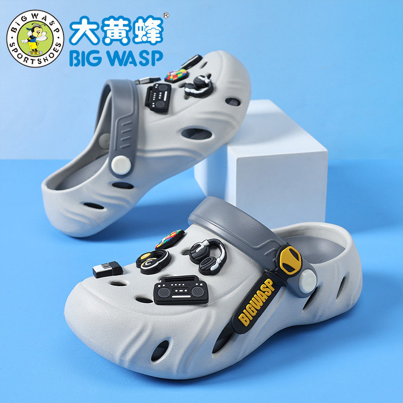 大黄蜂儿童洞洞鞋男童拖鞋夏季男孩凉鞋防滑轻便软底外穿小孩凉拖