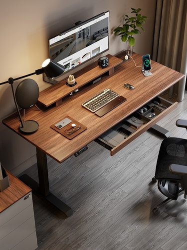 名造实木电动升降桌家用智能书桌办公桌工作台自动捷昌电脑桌子M9