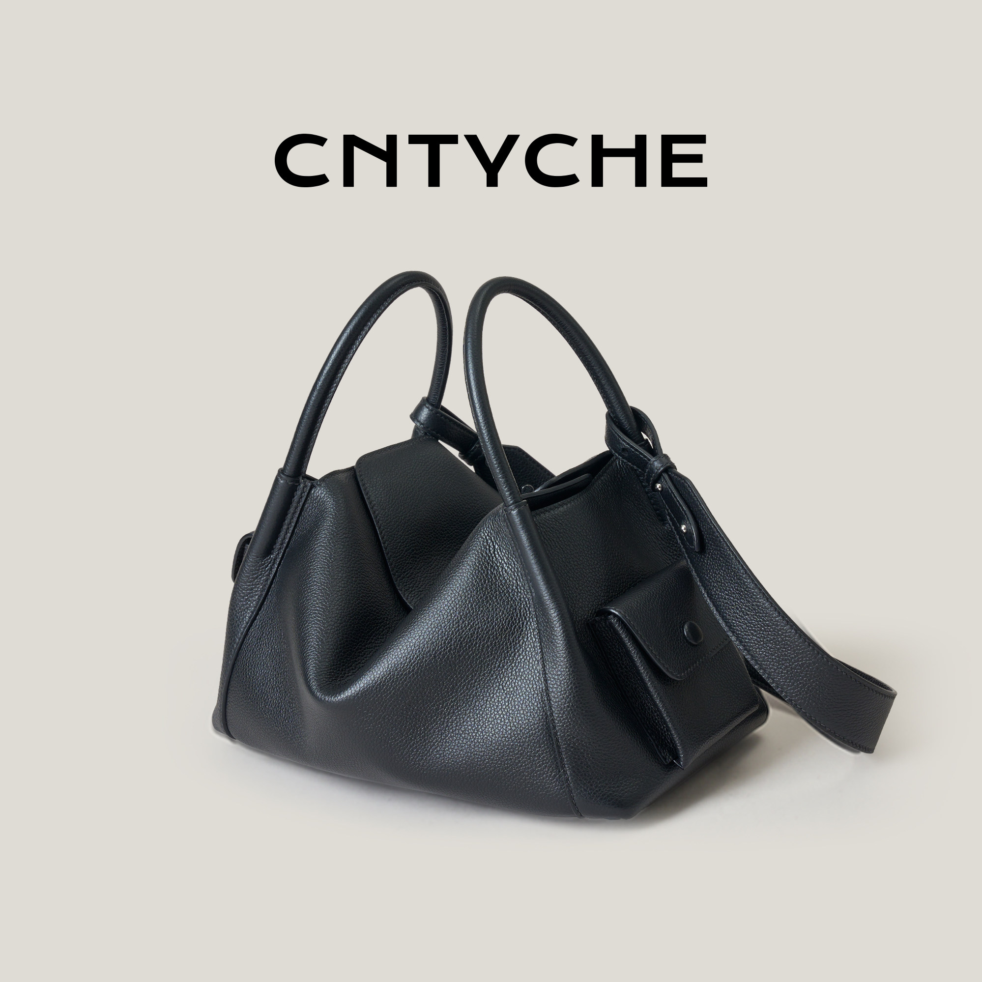 堤喀真皮元宝包2026新款斜挎大容量高级感女士单肩手提通勤包黑色,箱包皮具/热销女包/男包,腋下包,淘宝优惠券,粉丝福利购,淘宝优惠卷