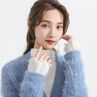 车珠子气质小香风网纱蕾丝袖套女批发韩版日系装饰袖口假袖泡泡袖