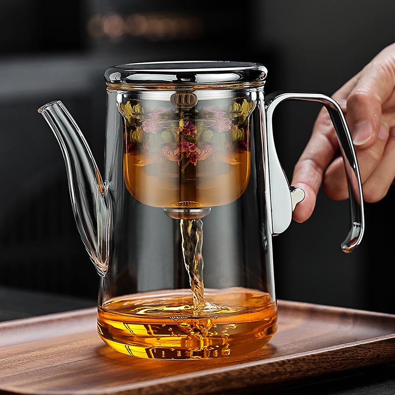 2025新款玻璃泡茶壶茶水分离飘逸杯磁吸内胆一键过滤家用功夫茶具