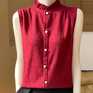 打底衫 2025春夏新款 针织西装 衬衫 高级感吊带背心内搭女花边领无袖