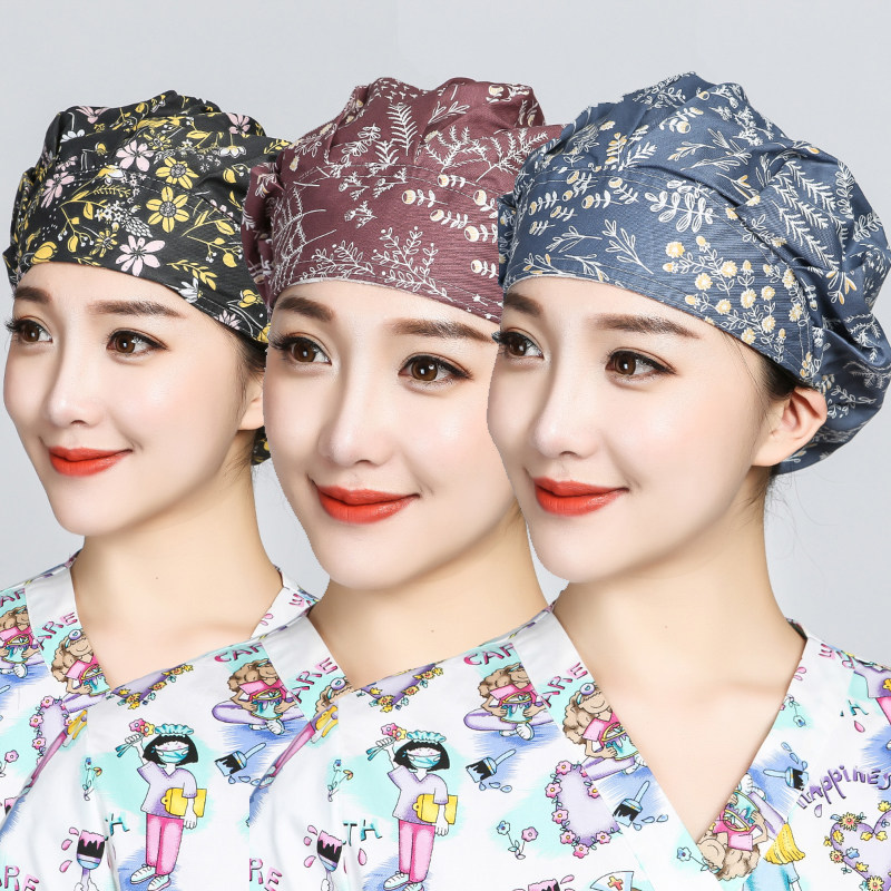 女护士帽可爱卡通医生长发全棉手术帽可调节医护外科手术室花帽子