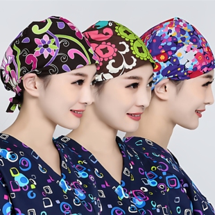 印花手术帽女纯棉手术室帽子男化疗帽包头巾帽春夏护士医生工作帽