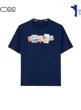 法国HOM男士新款短袖T恤圆领修身高端休闲简约透气棉质上衣