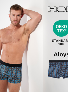 HOM男士中腰平角裤内裤新款时尚印花提臀立体剪裁设计不卡裆