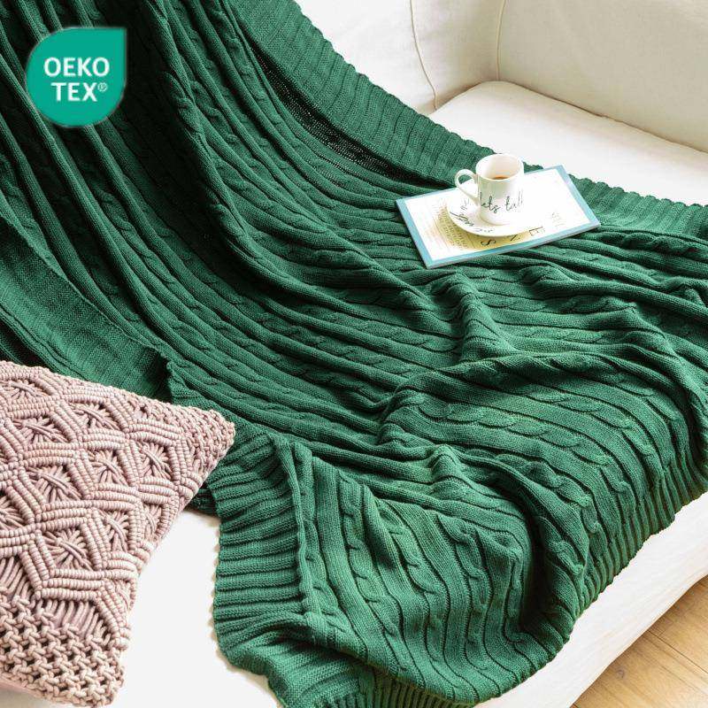 北欧针织毯子 麻花全棉毛线毯 沙发毯子办公室午休闲毯床尾搭巾毯,床上用品,休闲毯/毛毯/绒毯,淘宝优惠券,粉丝福利购,淘宝优惠卷