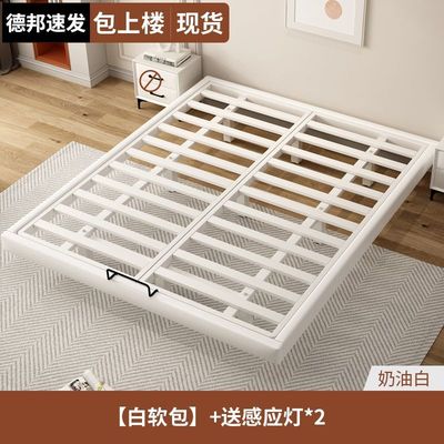 简约无床头铁艺床家用双人床民宿榻榻米排骨架碳素钢架悬浮床