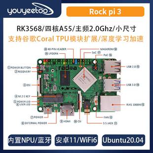 瑞芯微RK3568开发板风火轮rock 3A主板安卓11开源NPU人工智能