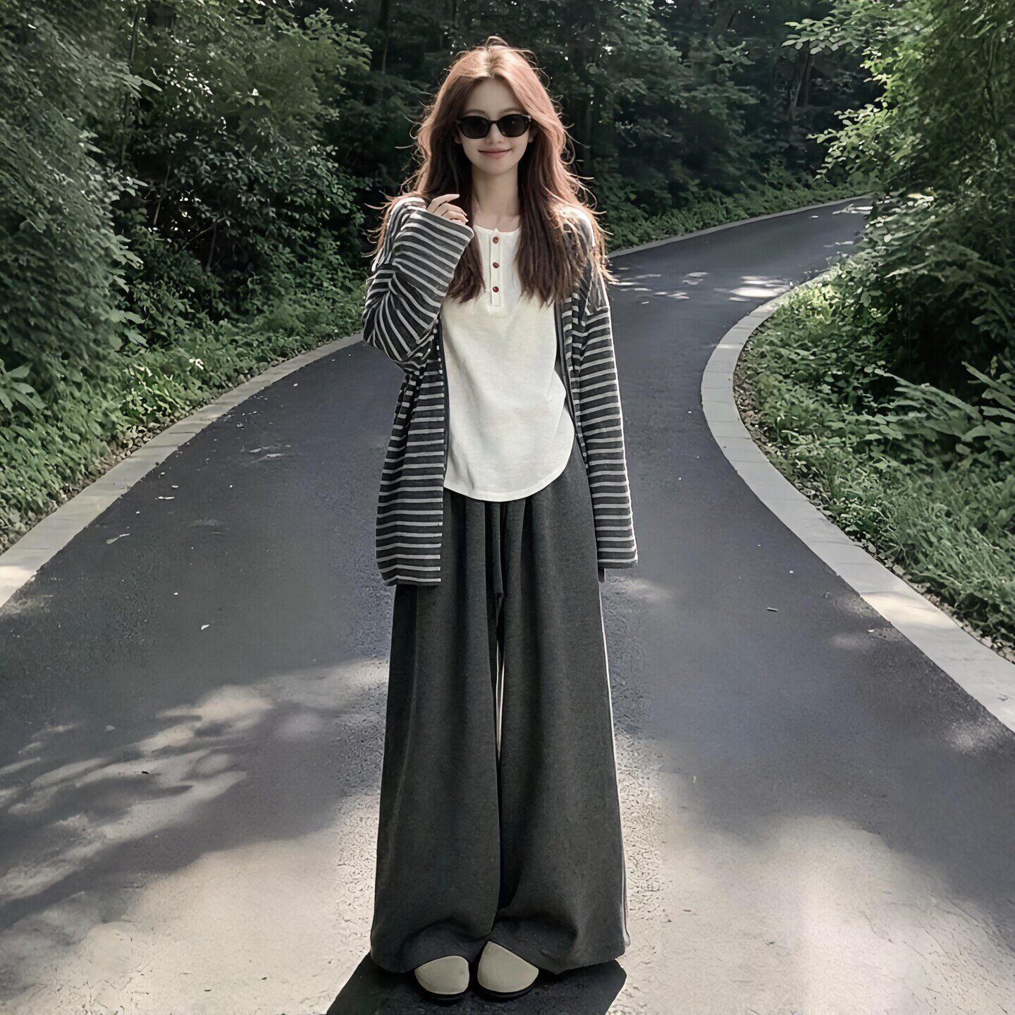 大码胖mm显瘦休闲套装女