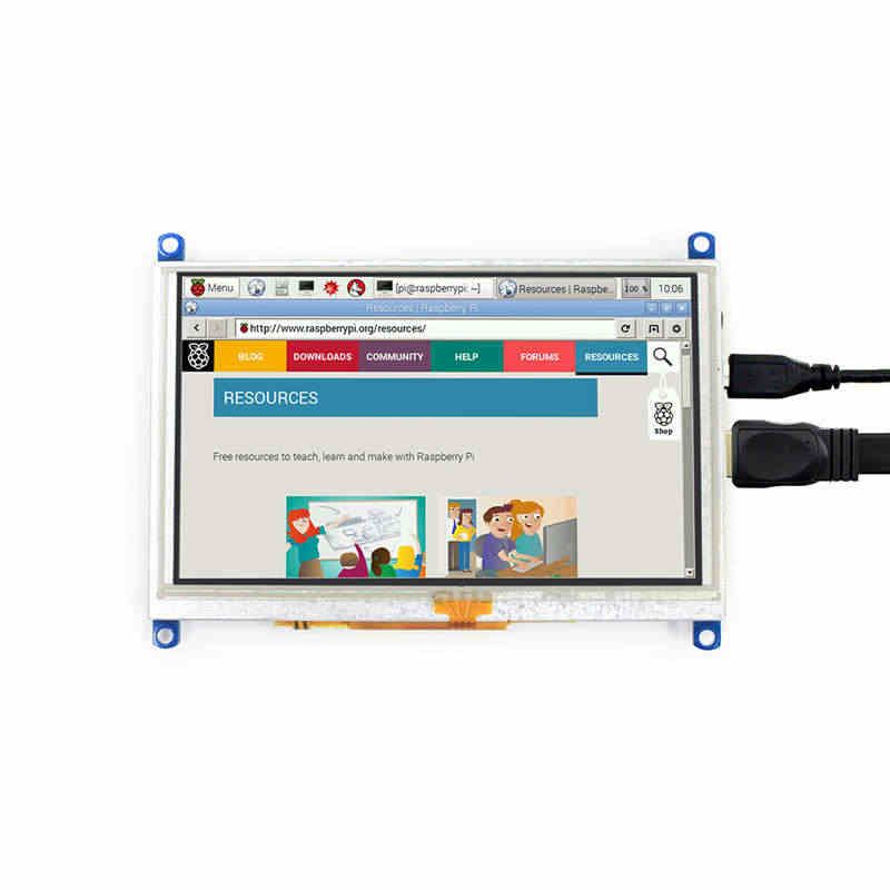 微雪树莓派5 5寸HDMI LCD高清显示屏电阻触摸屏 喇叭/VGA音频输出
