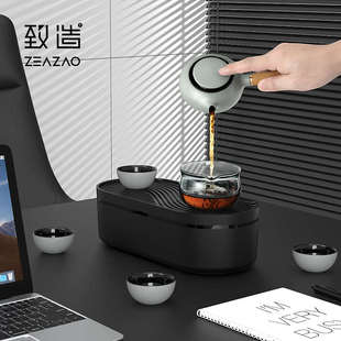 致造小聚泡家用旅行露营茶具套装 个人专用高级感便携随车一壶四杯