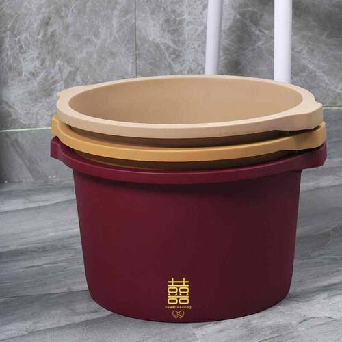 陪嫁泡脚盆家用大号按摩塑料结婚喜盆宿舍洗脚神器加深足浴红盆