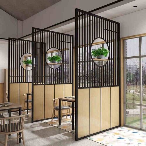 铁艺客餐厅隔断屏风工业风吊顶火锅店围栏网格玄关背景墙镂空装饰
