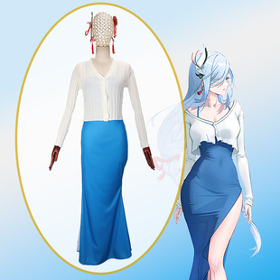 原神申鹤cos服游戏动漫角色扮演服礼服裙吊带长裙针织开衫套装女