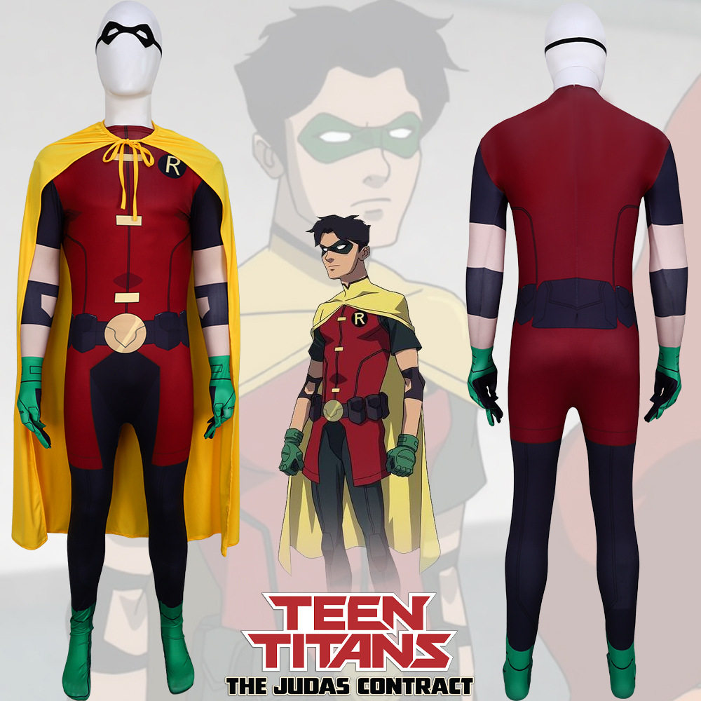 少年泰坦Robin罗宾cosplay服装蝙蝠侠披风套装万圣节舞台表演服饰