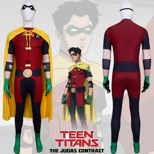 少年泰坦Robin罗宾cosplay服装蝙蝠侠披风套装万圣节舞台表演服饰