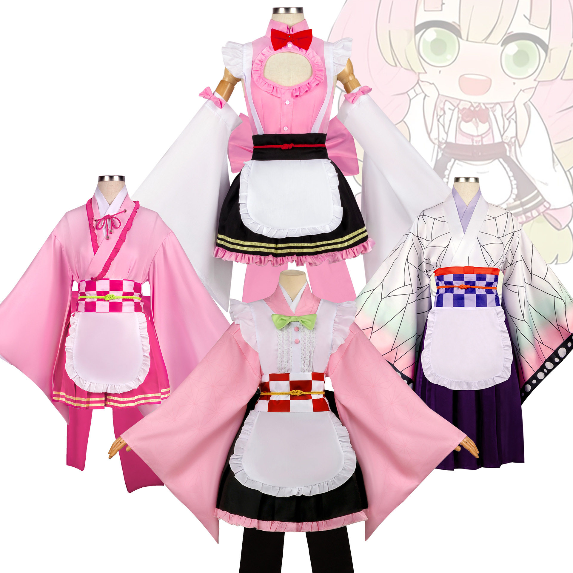 二次元动漫服装弥豆子甘露寺蜜璃女仆装外穿日常cosplay女装现货