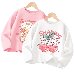 拉夏贝尔联名女童长袖t恤薄款2026新款纯棉衣服女孩上衣儿童春装