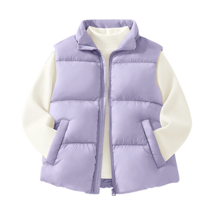 拉夏贝尔女童羽绒马甲冬加厚2025新款大童三防儿童加绒羽绒服背心