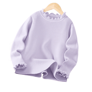 拉夏贝尔女童毛衣外套秋冬2026新款中大童内搭花边儿童针织打底衫