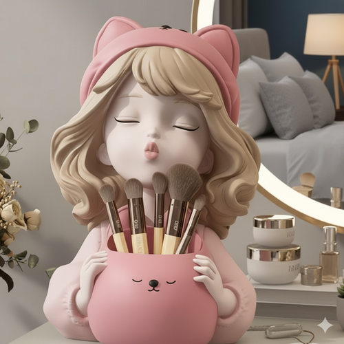 卡通女孩笔筒桌面收纳摆件礼物