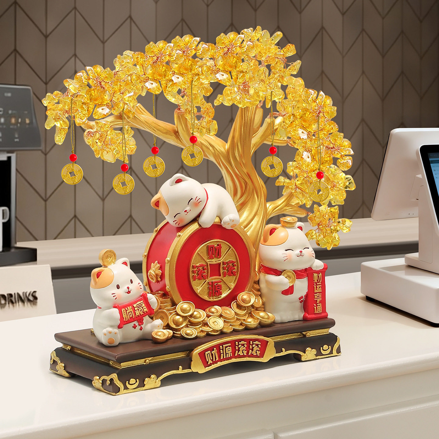 财源滚滚发财树招财猫摆件客厅玄关电视柜高档装饰品乔迁新居礼物